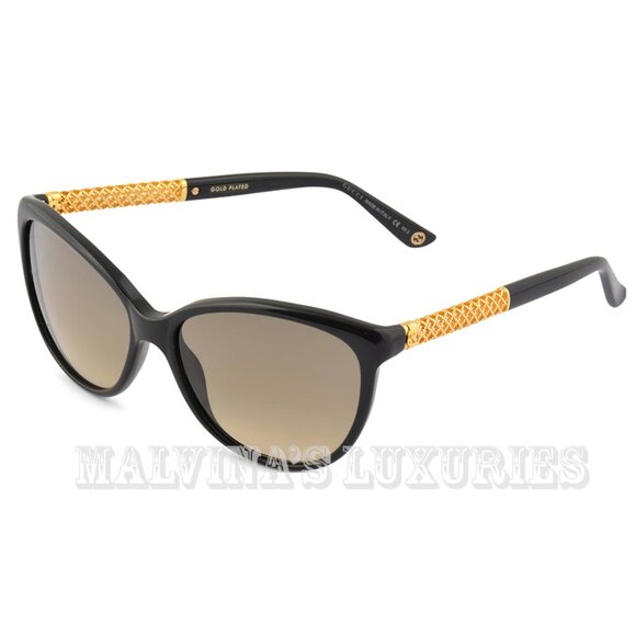 GUCCI SUNGLASSES GOLD PLATED BLACK GG 3692/S CATEYE 2XTED DIAMANTISSIMA main image 7